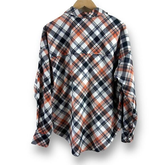 Boutique Women's L Soft Plaid Button Up Black Orange Classic Fall Pumpkin‎ Patch - Picture 2 of 8